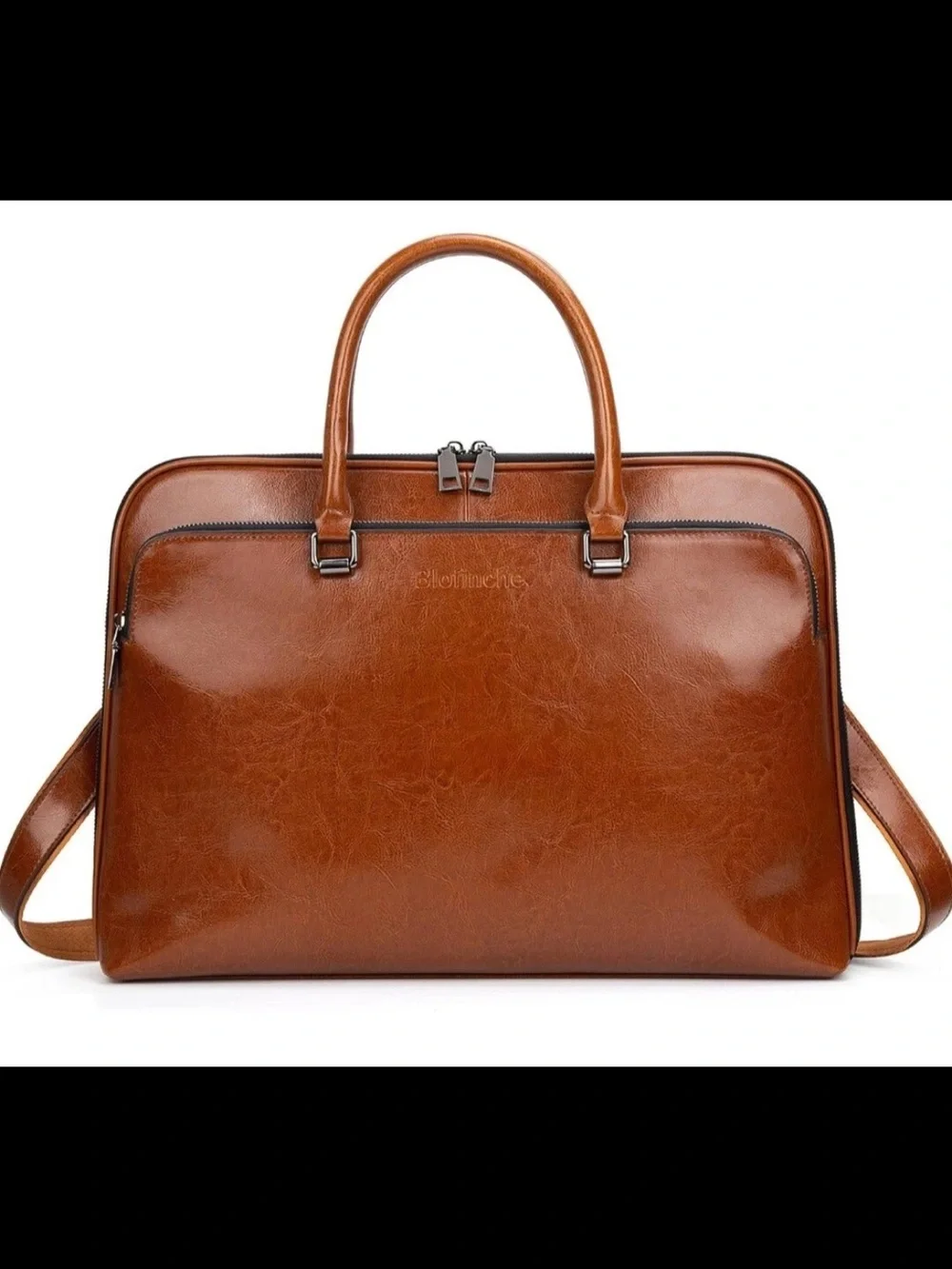 NWT Blofinche Brown Leather Laptop Messenger Bag